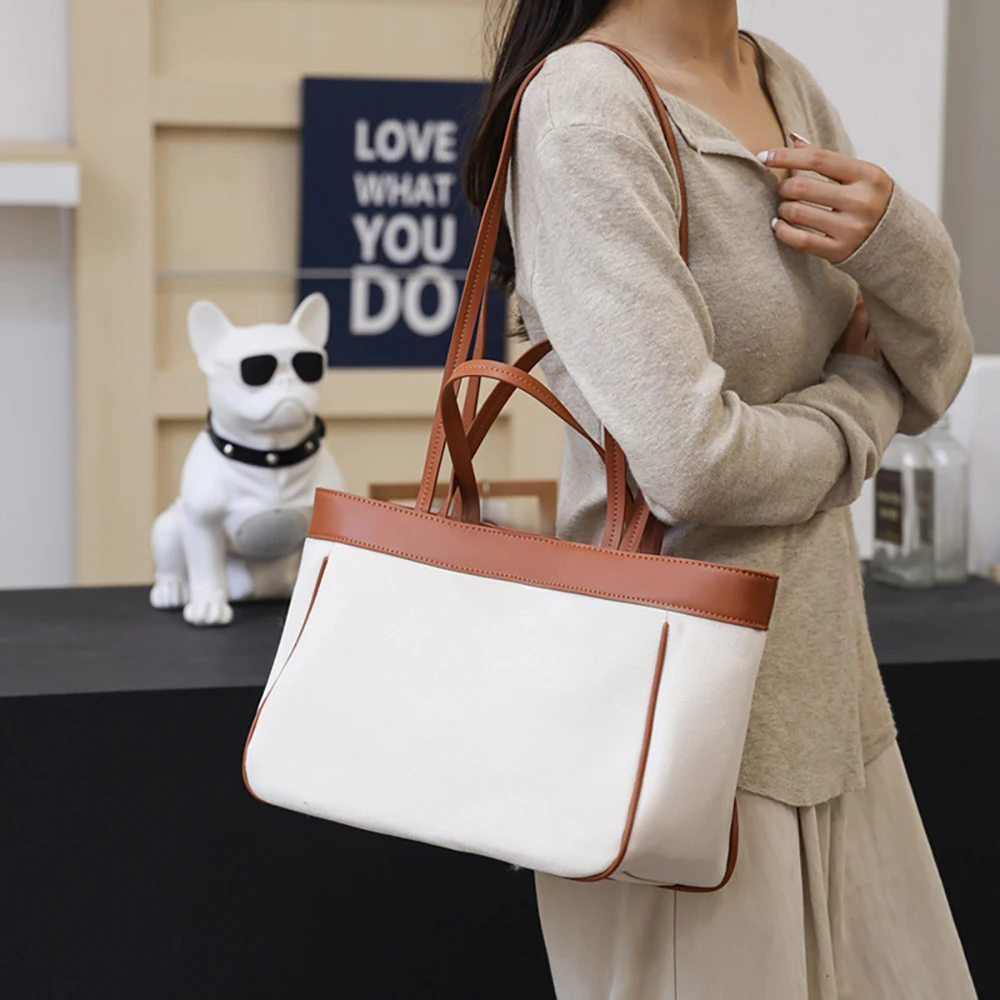 Bolsa de pañales estilo bolso marrón y blanco de gran capacidad - imagen 3