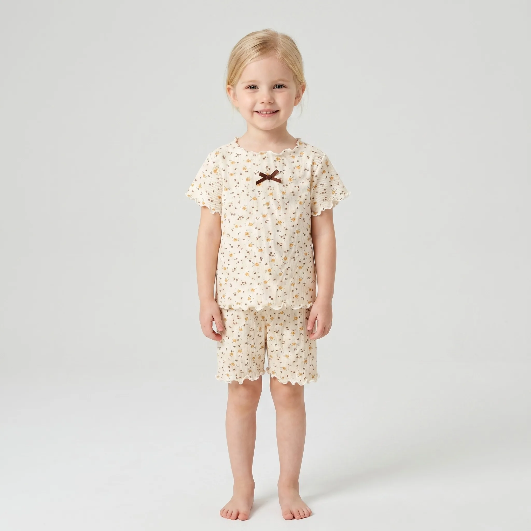 Pijama de verano para niños con estampado floral y seda helada - imagen 5