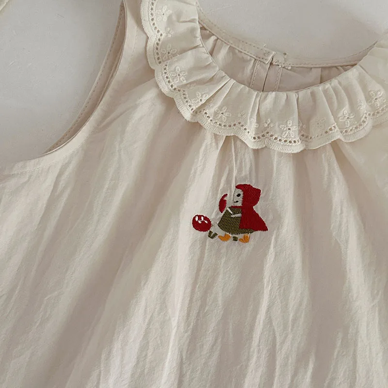Camiseta bebé sin mangas bordada MILANCEL con pantalón corto rojo - imagen 2