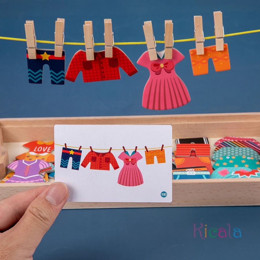 Puzzle Montessori de madera para clasificación y emparejar - imagen 2