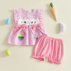 Conjunto bebé niña con volantes, conejo y bloomer Pascua festivo