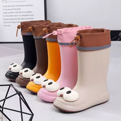 Botas de lluvia antideslizantes para niños de suela plana todo tiempo