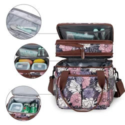 Bolsa de pañales floral vintage con bolsillo térmico y bandolera