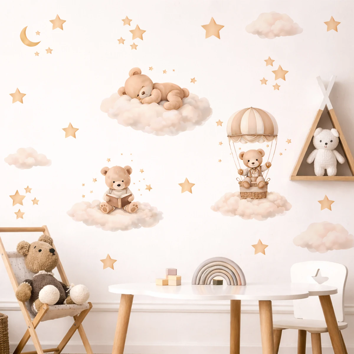 Pegatinas de pared infantiles oso nube estrella autoadhesivas