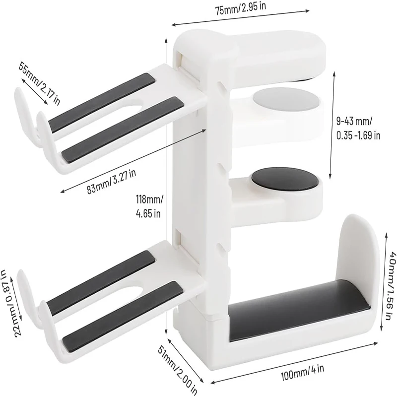 Soporte para auriculares de escritorio giratorio con gancho - imagen 3