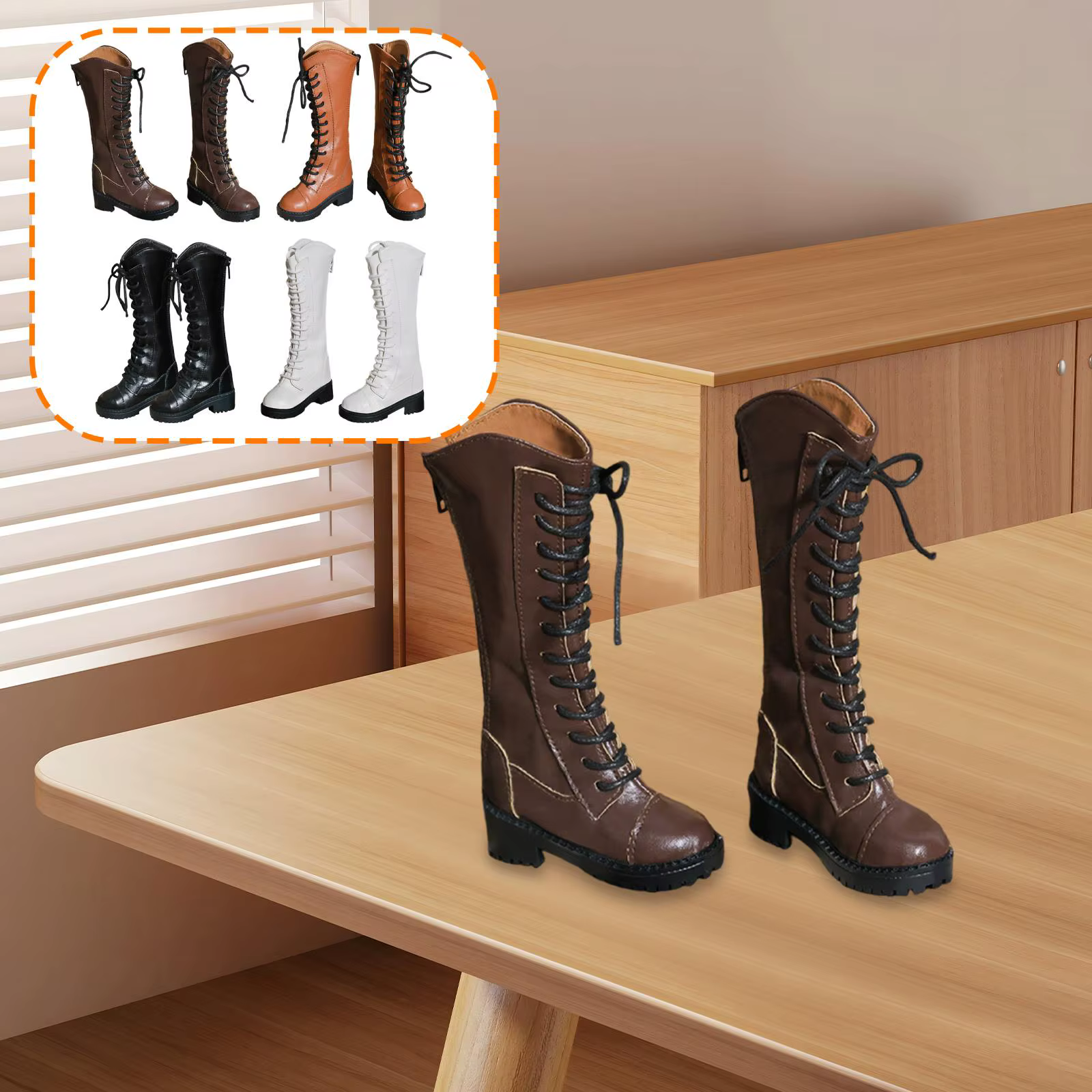 Perspectiva trasera de las botas de acción