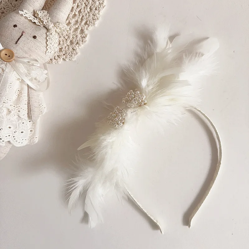 Aro de pelo Vintage de cuero con diamantes para niña