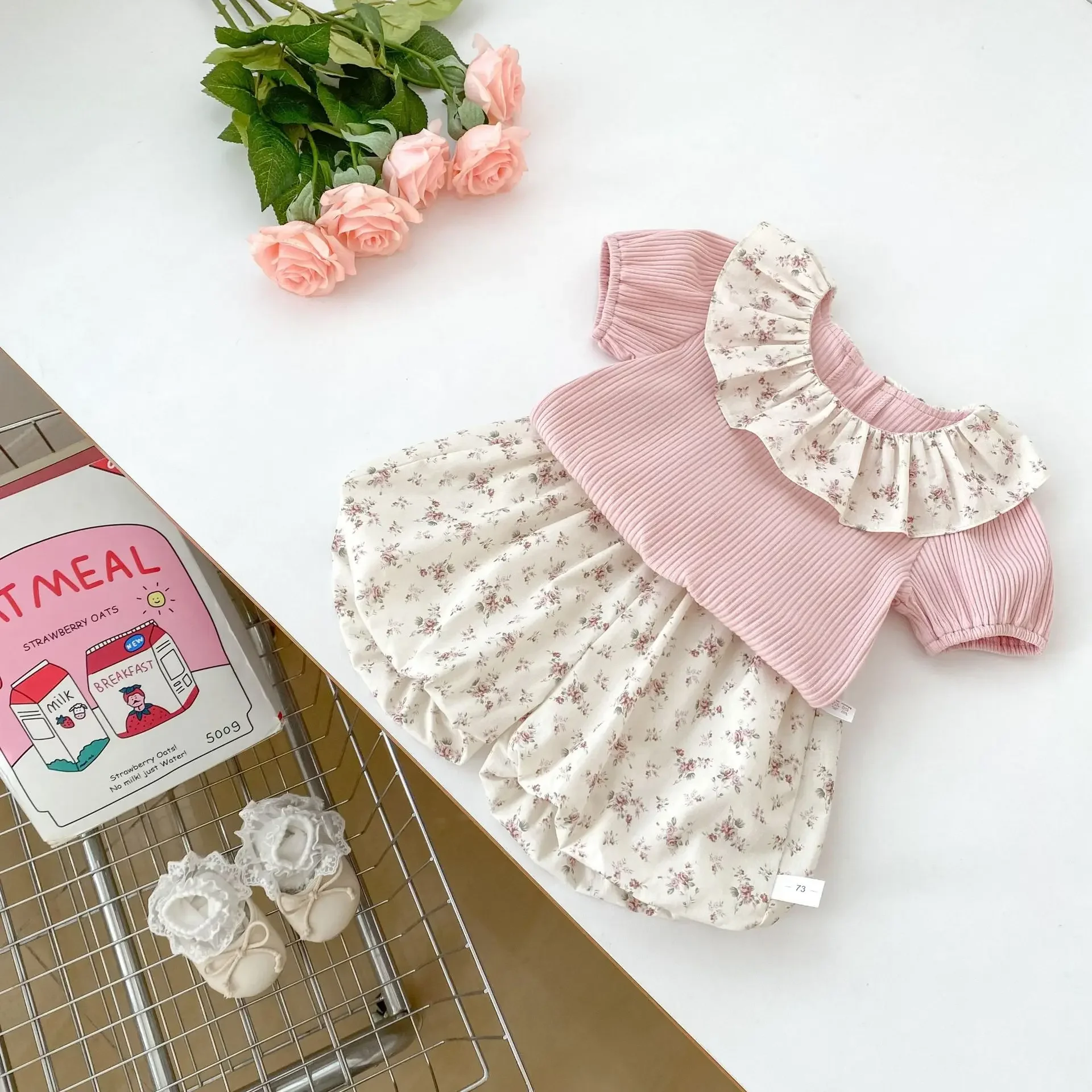 Conjunto verano bebé: camiseta sin mangas con lazo y bombachos cortos - imagen 5