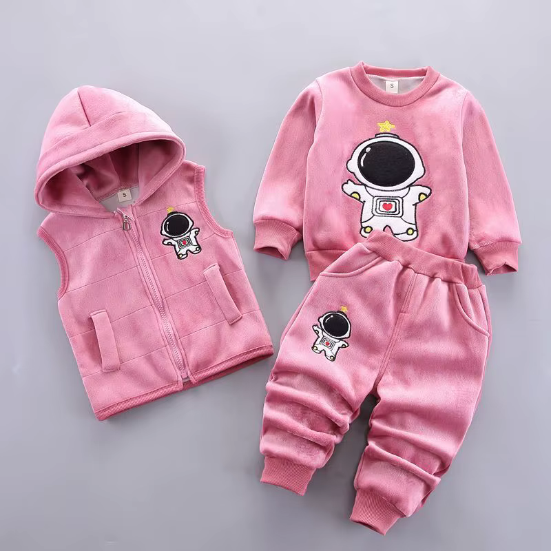 Conjunto forro polar bebé: chaleco con capucha y pantalón cálido - imagen 4