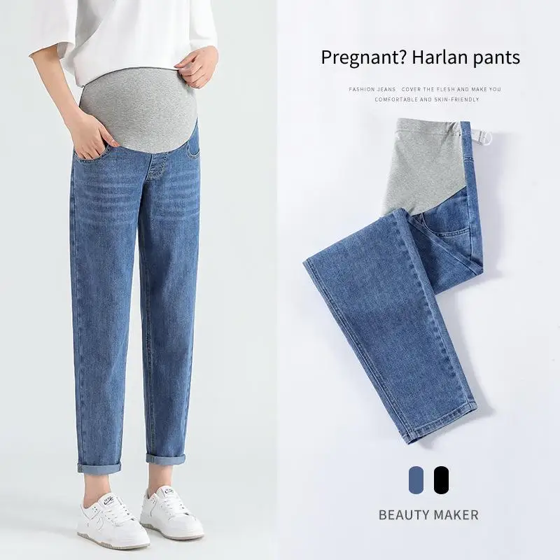 Pantalones de maternidad vaqueros de pierna ancha para primavera - imagen 4