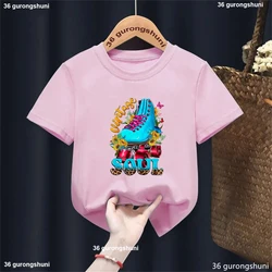 Let'S Roll Girl: Camiseta infantil divertida de patinaje Harajuku