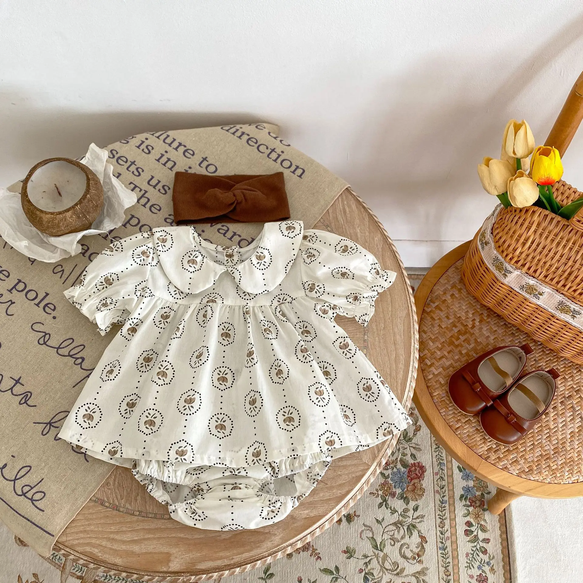 MILANCEL - Traje de verano para niña con cuello Peter Pan - imagen 2