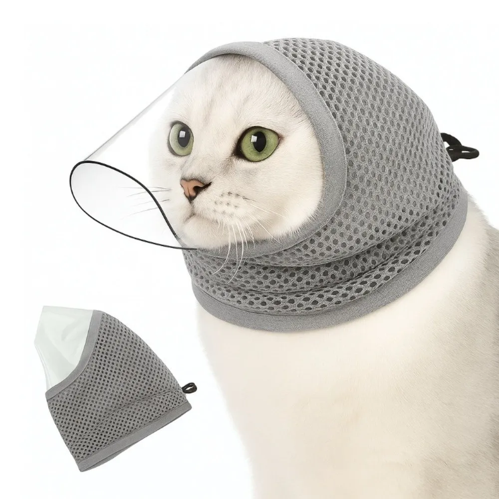 Bozal transparente para gatos con cordón ajustable, mordeduras