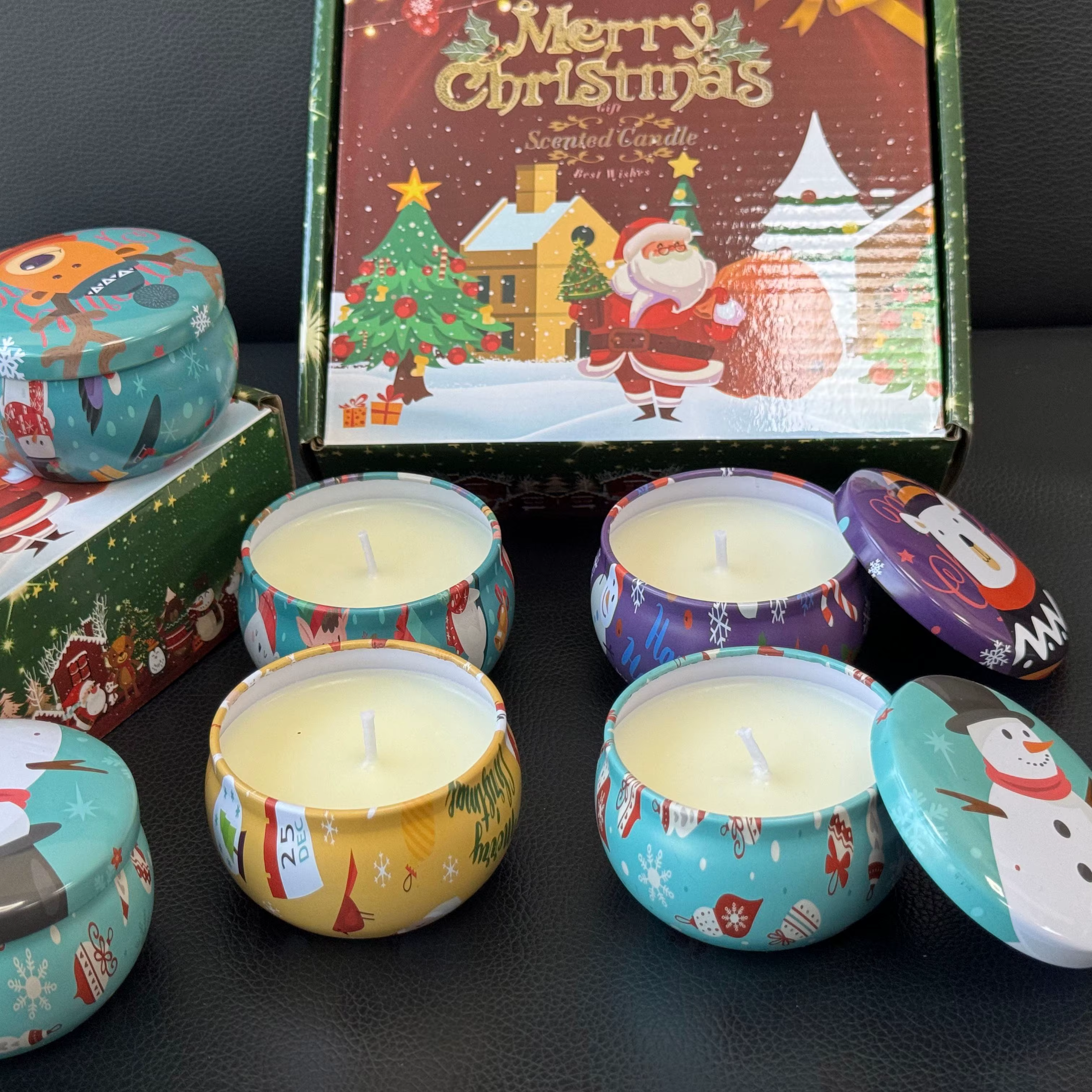 Velas aromáticas con cera de soja y adornos navideños - imagen 5