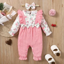 Body floral con lazo para niña - Manga larga suave