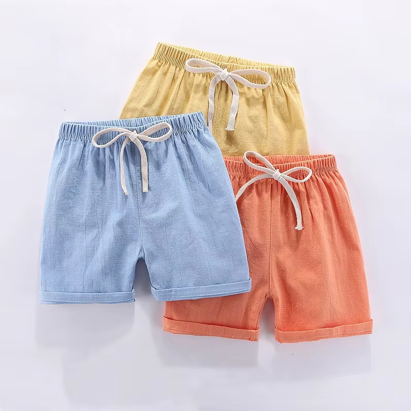 Pantalones cortos para niño de algodón y lino – Cintura elástica - imagen 2