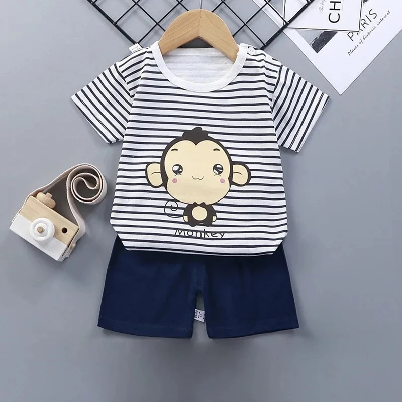 Conjunto de verano de algodón de manga corta para niños - imagen 2