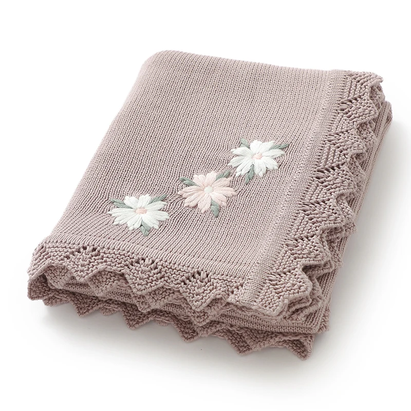 Manta floral de punto para bebé - Transpirable para cochecito y moisés - imagen 2