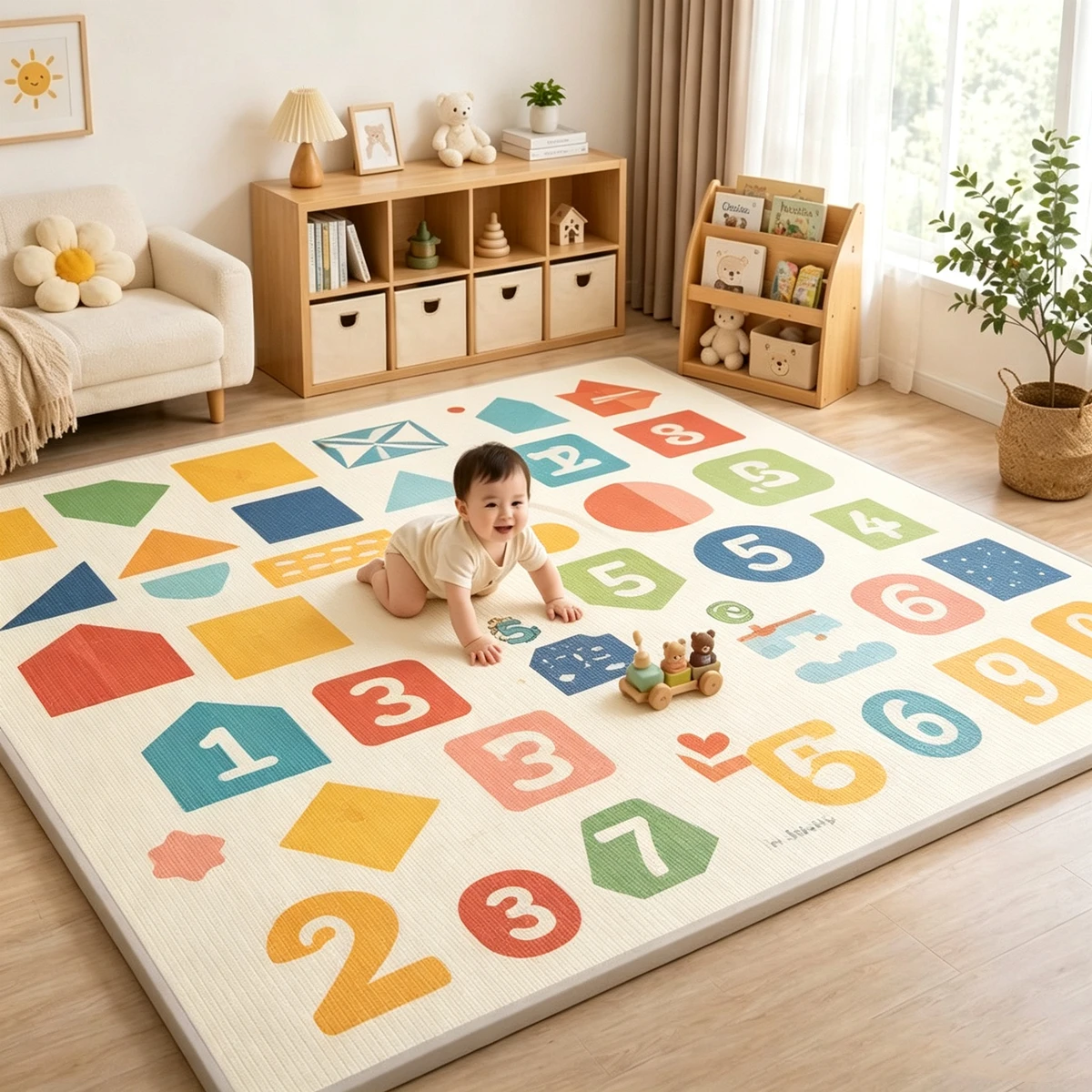 Alfombra de juego gruesa y plegable para gatear en casa - imagen 3