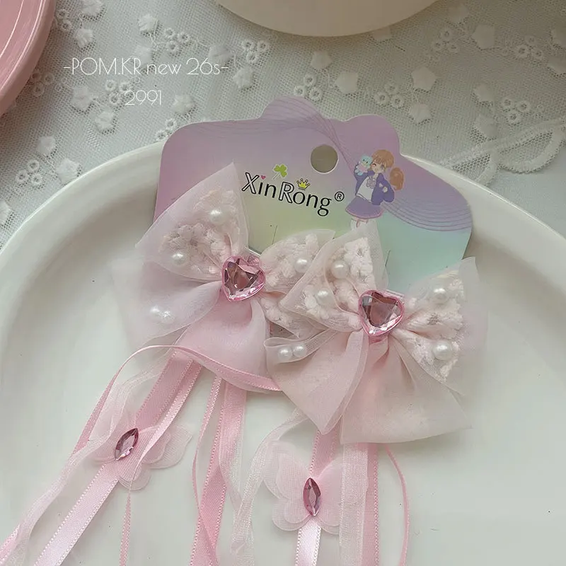 Pinzas de pelo con lazo estrella para niña - Color rosa - imagen 4