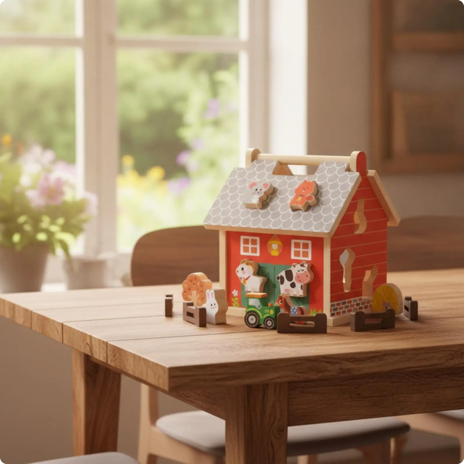 Rompecabezas de madera encajable multicolor Casa de Campo infantil - imagen 3