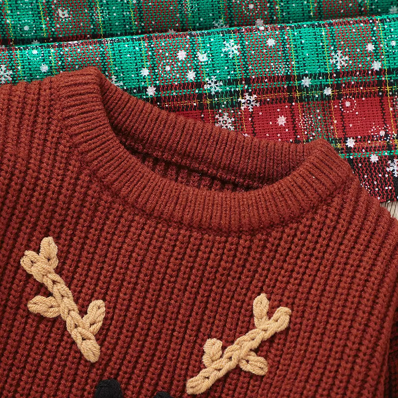 Jersey navideño con estampado de renos para bebé y niño en algodón - imagen 3