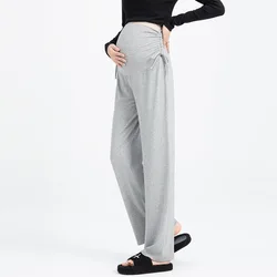 Pantalones de maternidad cintura alta pierna ancha con plisados rectos