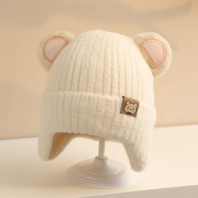 Gorro de punto con orejas de oso y forro polar para niños - imagen 5