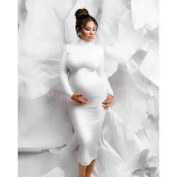 Vestido de maternidad midi plisado de manga larga para fotos