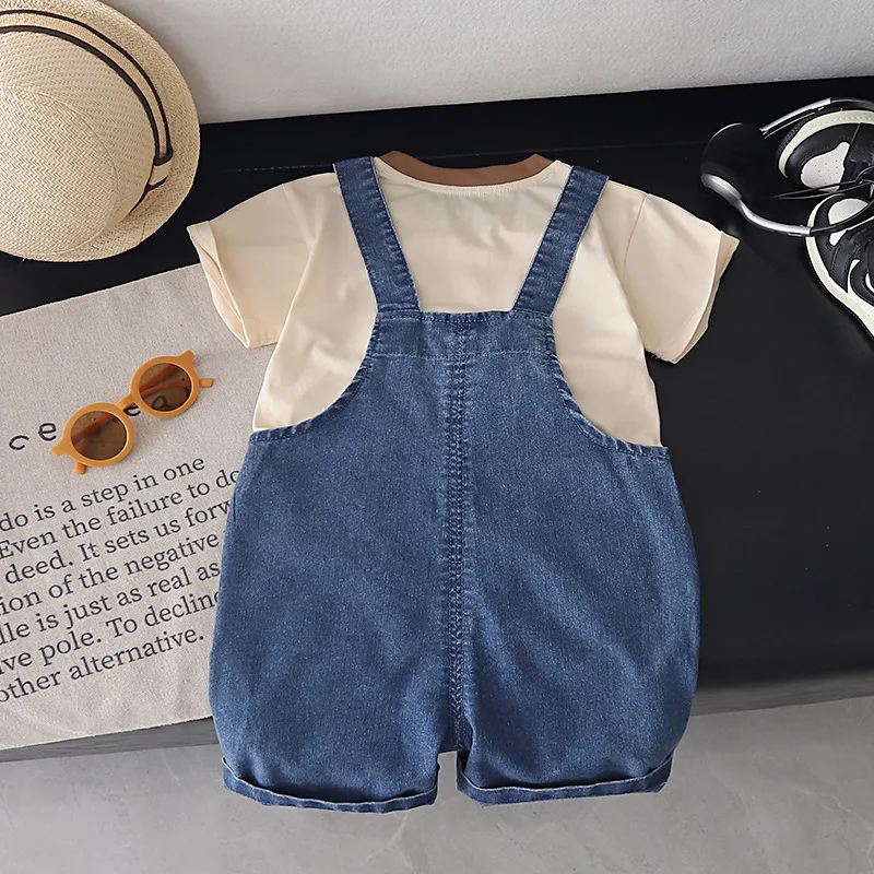 Conjunto de verano para bebé con camiseta y peto dibujos animados - imagen 4