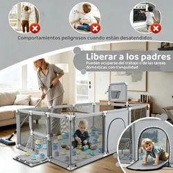 Corralito de seguridad portátil en azul o gris para hogar y jardín