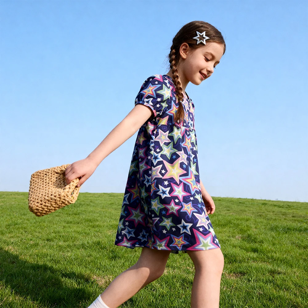 DXTON Vestido veraniego para niñas con estampado de estrellas - imagen 3