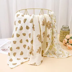 Manta de muselina de algodón para bebé de doble capa estampada