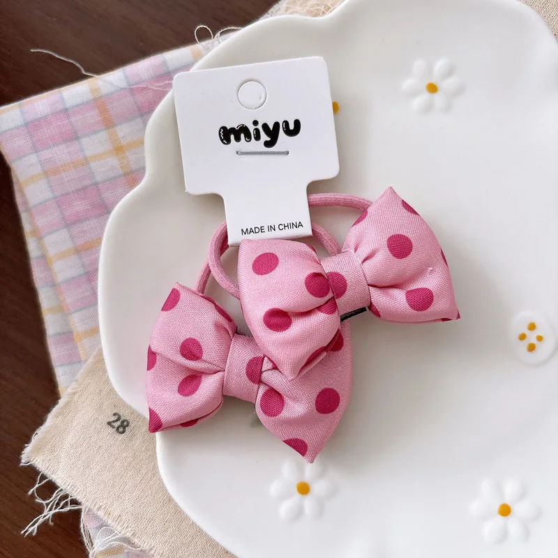 Lazos para el pelo de bebé rosa con gomita elástica primavera-verano - imagen 3