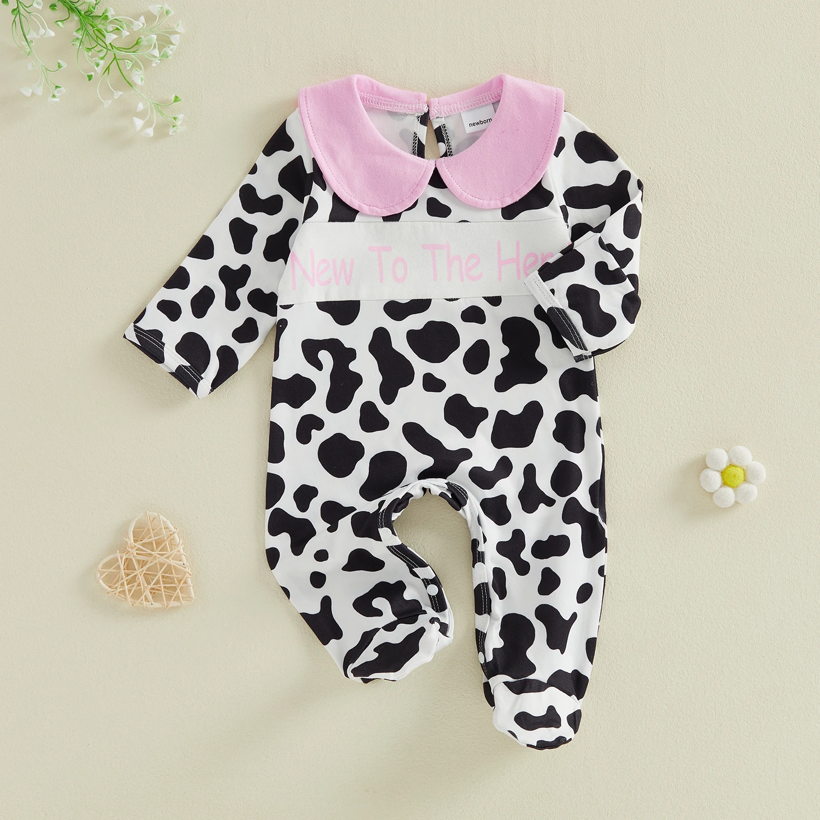 Pelele bebé niña de manga larga con estampado vaca otoño - imagen 5