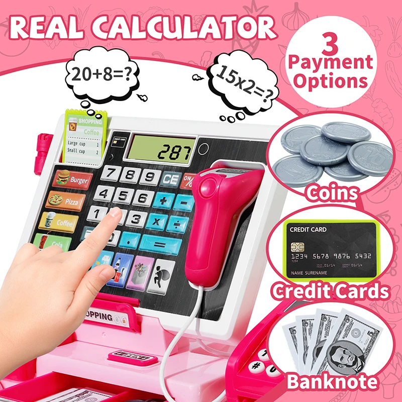 Caja registradora con calculadora real para jugar en tienda - imagen 4