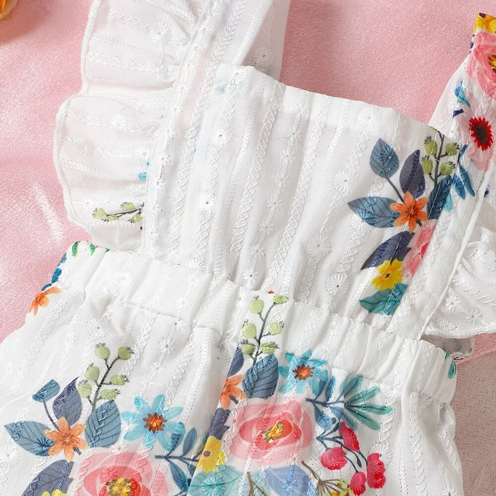 Pelele floral sin mangas para bebé niña recién nacida - imagen 3