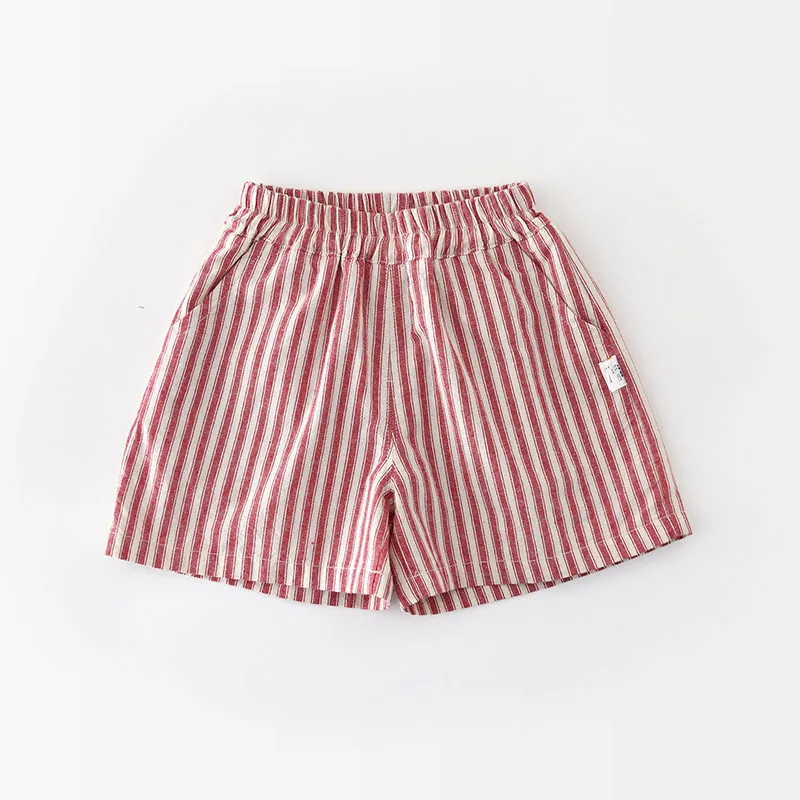 Pantalones cortos de bebé a rayas rojo y blanco, verano transpirable