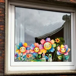 Pegatina ventana girasol sonriente arcoíris decorativa extraíble