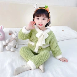 Pijama de invierno de franela gruesa de dos piezas para niños