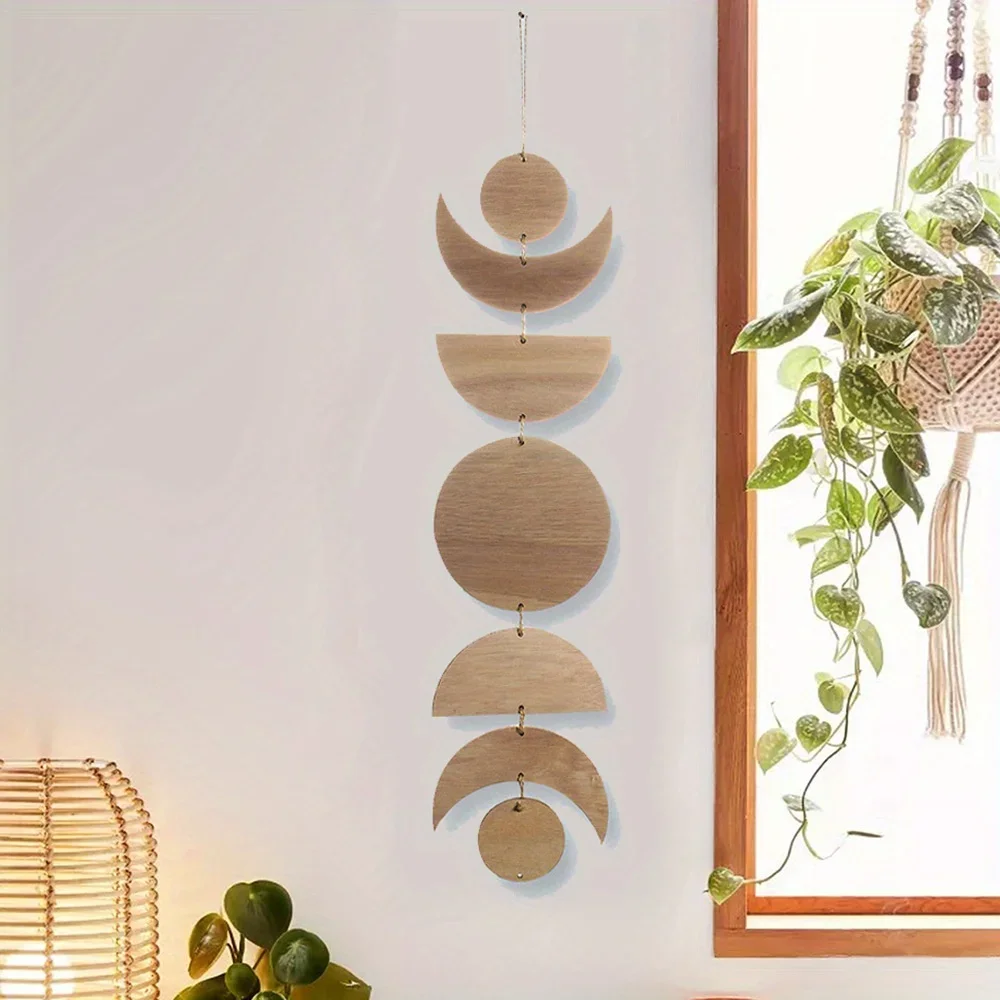 Colgante de pared de madera con forma de Luna estilo bohemio - imagen 3