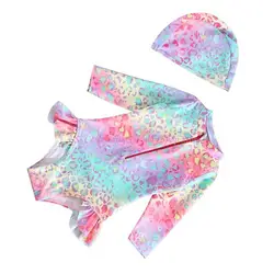 Bañador bebé de manga larga con estampado de escamas y volantes