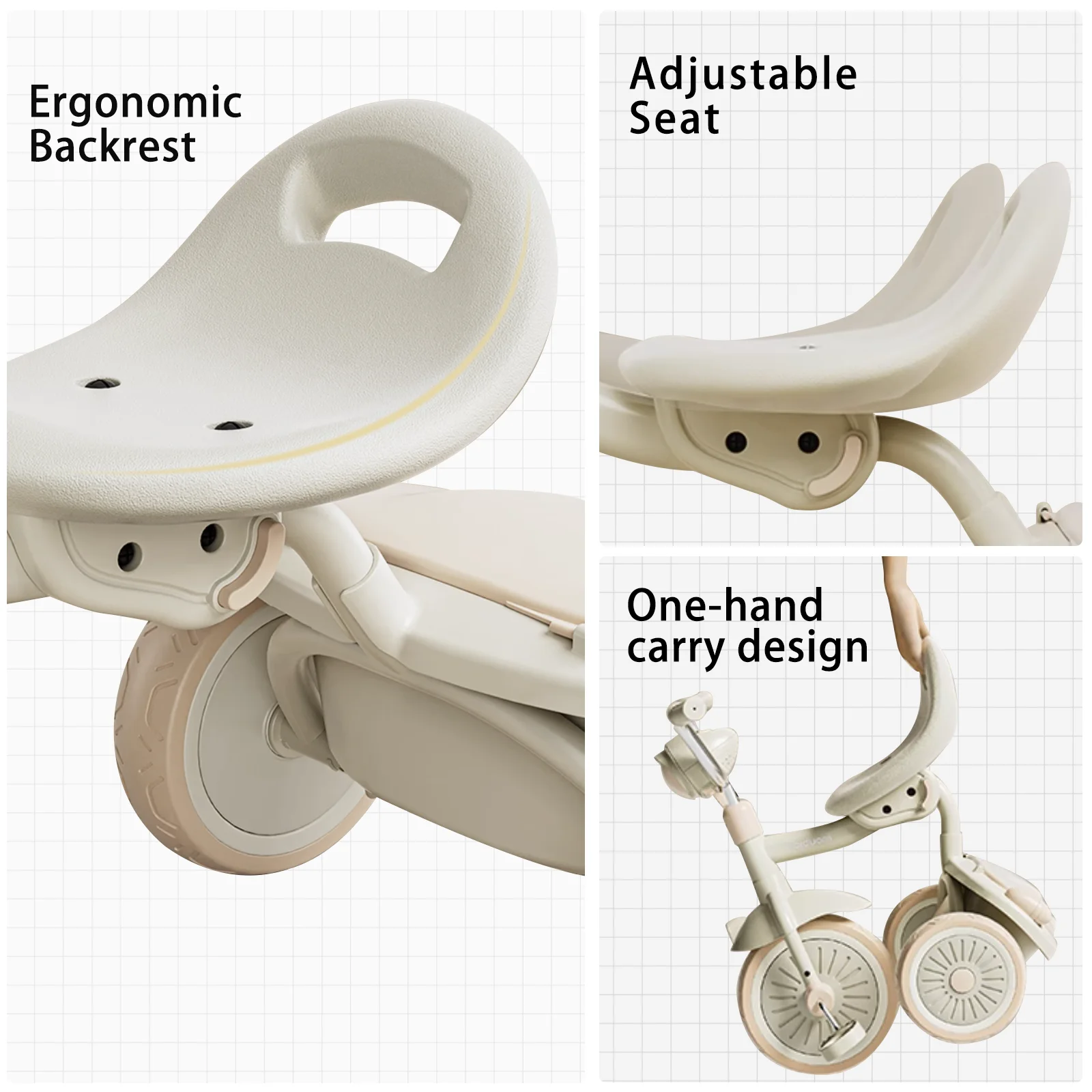 UBRAVOO triciclo plegable con pedales yluces LED para niños 1-5 años - imagen 4