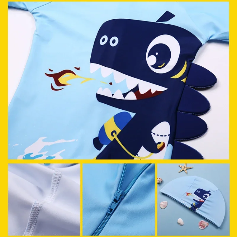 Traje de baño una pieza para niño con cremallera y manga corta - imagen 4