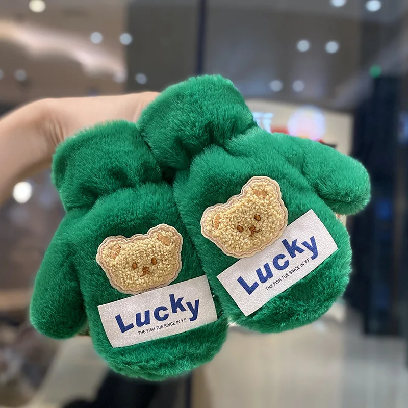 Manoplas de oso de felpa suave para bebé – Invierno