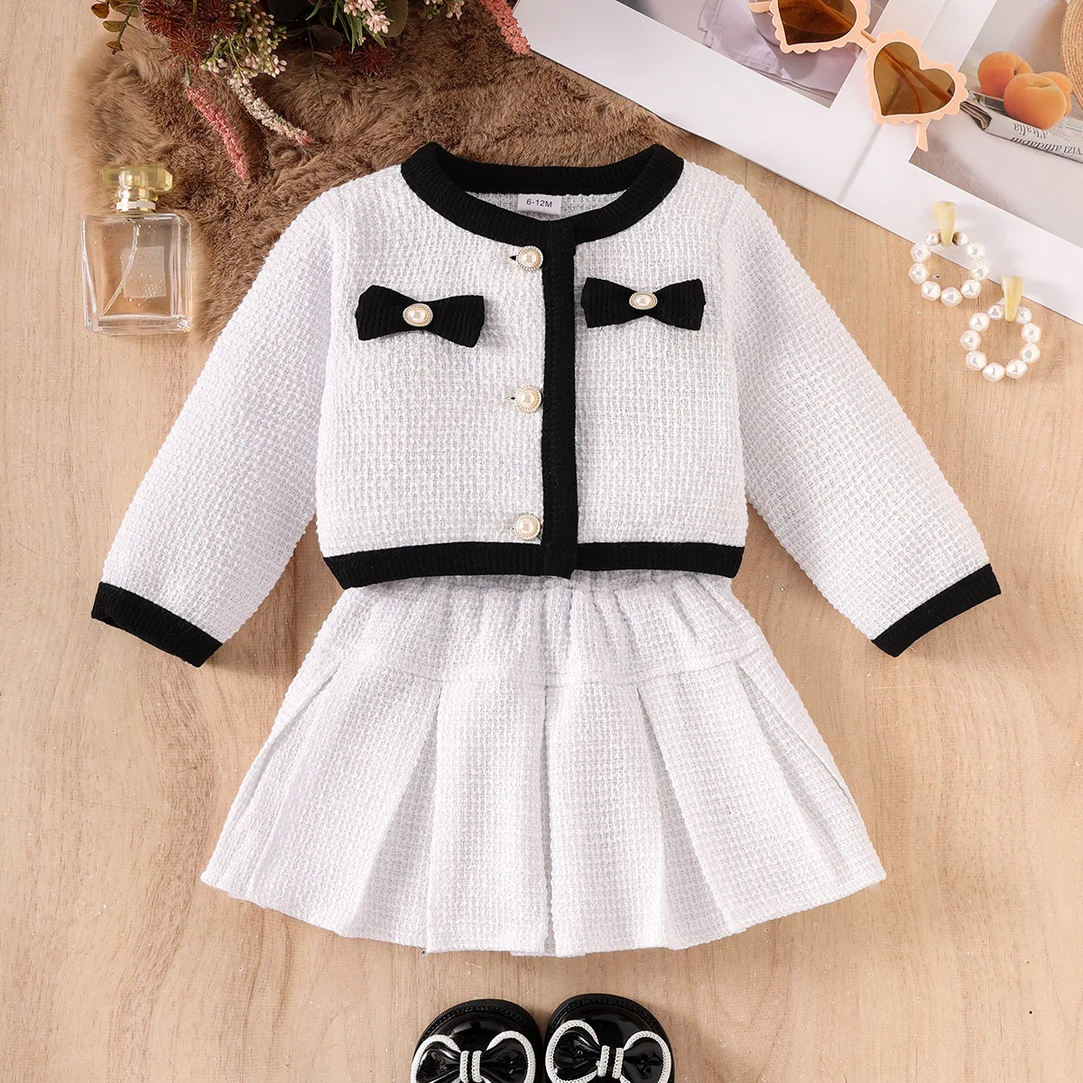 Conjunto niña top con lazo y falda - Primavera Otoño