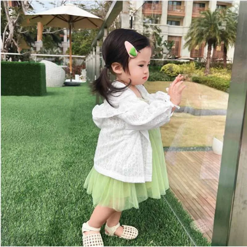 Abrigo ligero con capucha de encaje para bebé niña, protección solar - imagen 3