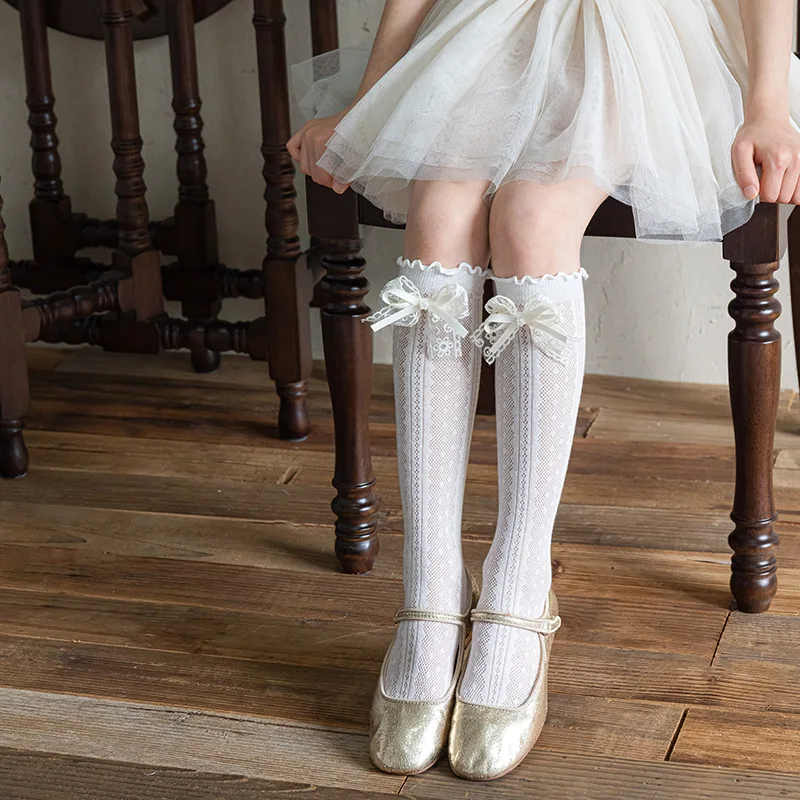 Calcetines de media caña finos para niña estilo Lolita con lazo - imagen 3