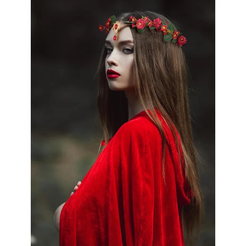 Diadema de elfa princesa con hojas y flores para cosplay - imagen 3