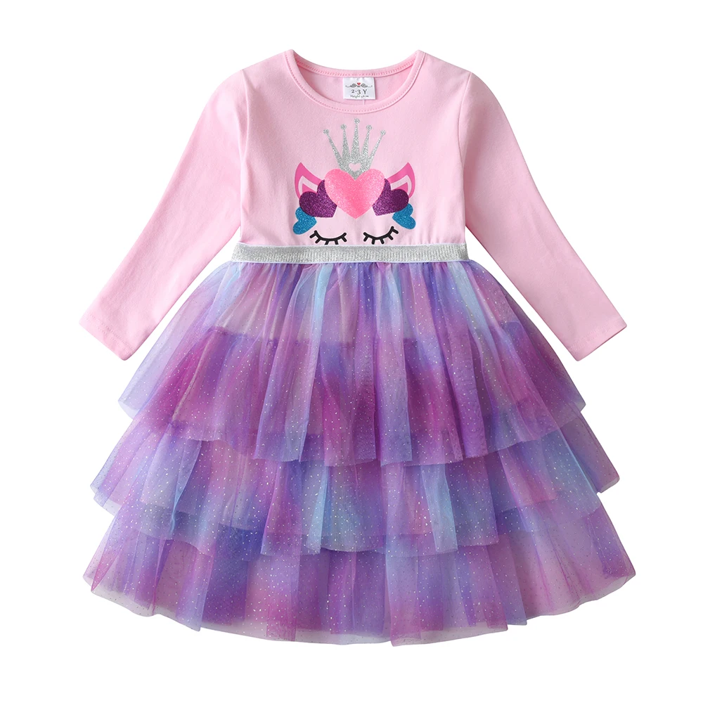 DXTON Vestido Princesa de Tul Degradado con Corona - imagen 4